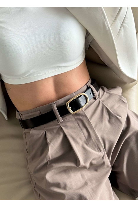 Heliophilia Silver KPEGMSA3488 Cinturón de Poliuretano Negro con Hebilla Plateada para Mujer y Hombre, Accesorio Elegante y Versátil